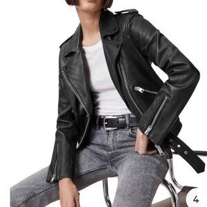 All Saints BALFERN LEATHER BIKER JACKET Black Biker Jacket Size 0